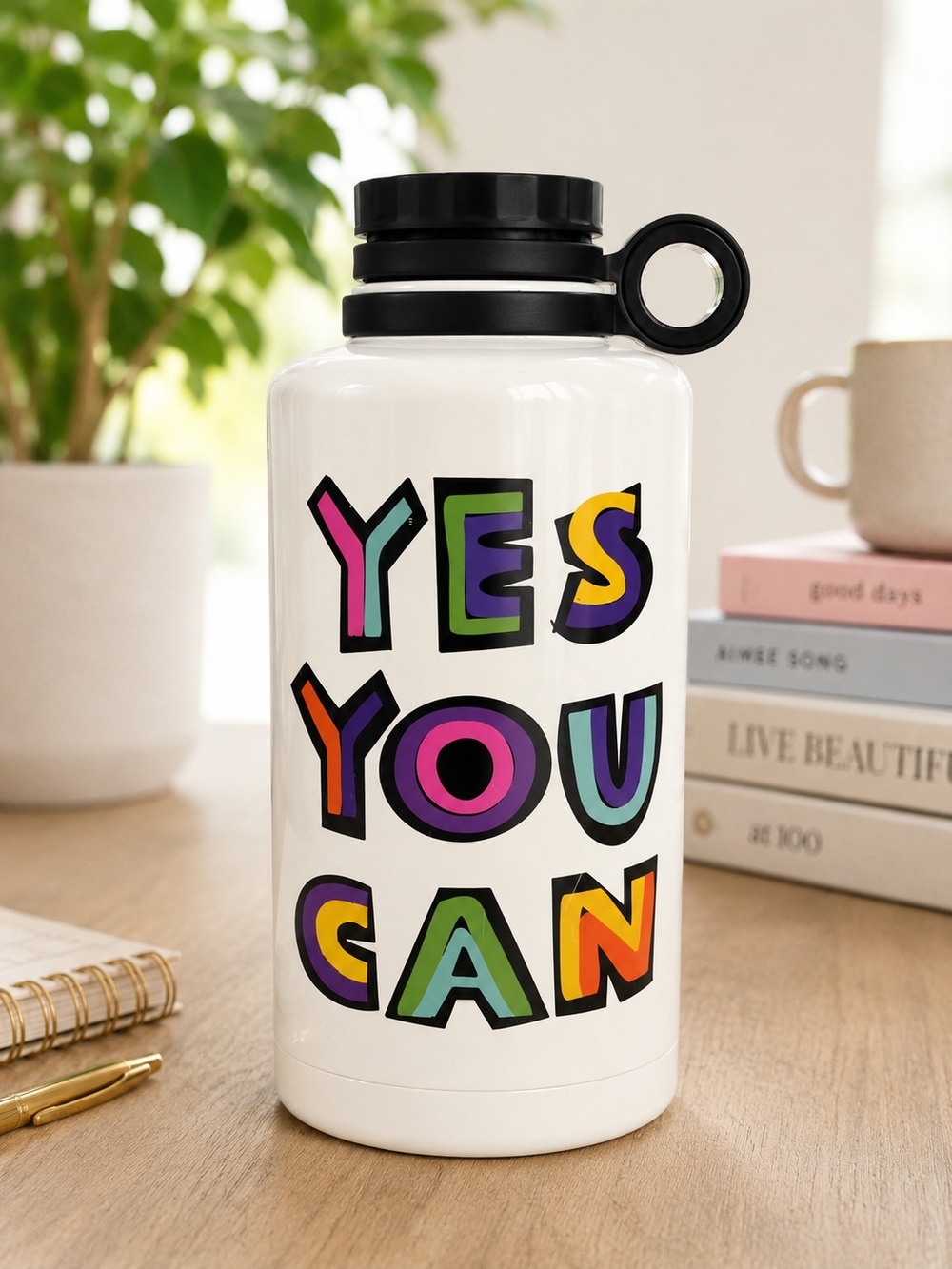 Tabitha Brown YES YOU CAN 64oz Insulated Stainless Steel Growler Water Bottle
